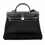 【6hf6325】エルメス ハンドバッグ エールバッグジップPM トワルミリタリー ブラック シルバー金具 B刻印 2wayバッグ【中古】レディース
