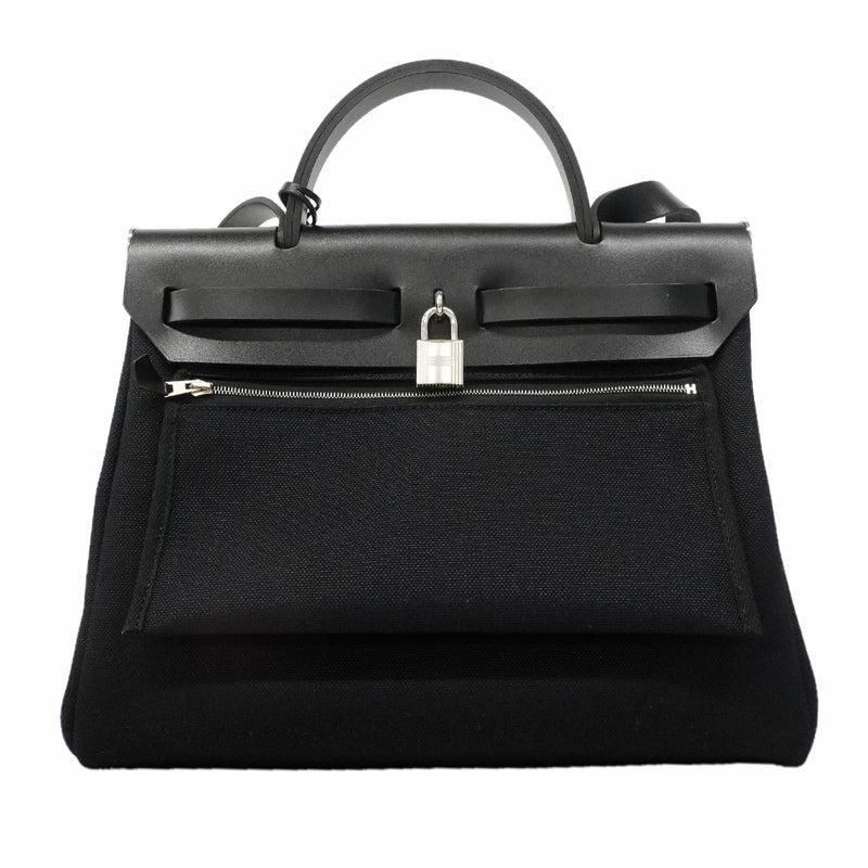 【6hf6325】エルメス ハンドバッグ エールバッグジップPM トワルミリタリー ブラック シルバー金具 B刻印 2wayバッグ【中古】レディース