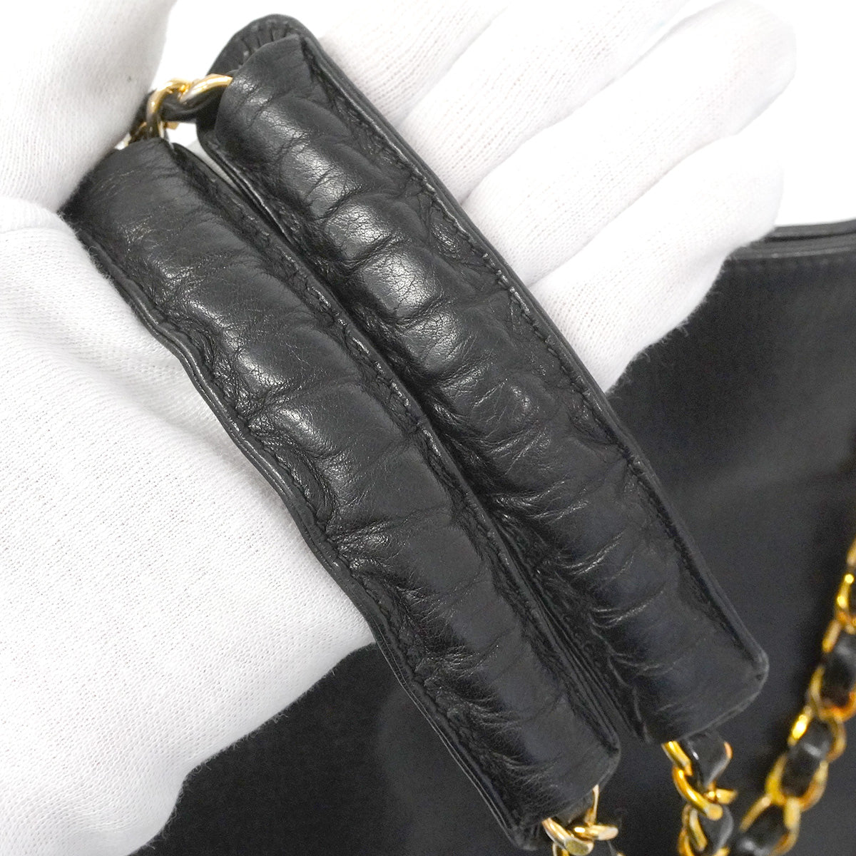 【6hf5883】シャネル チェーントート マトラッセ ラムスキン ブラック ゴールド金具【中古】レディース