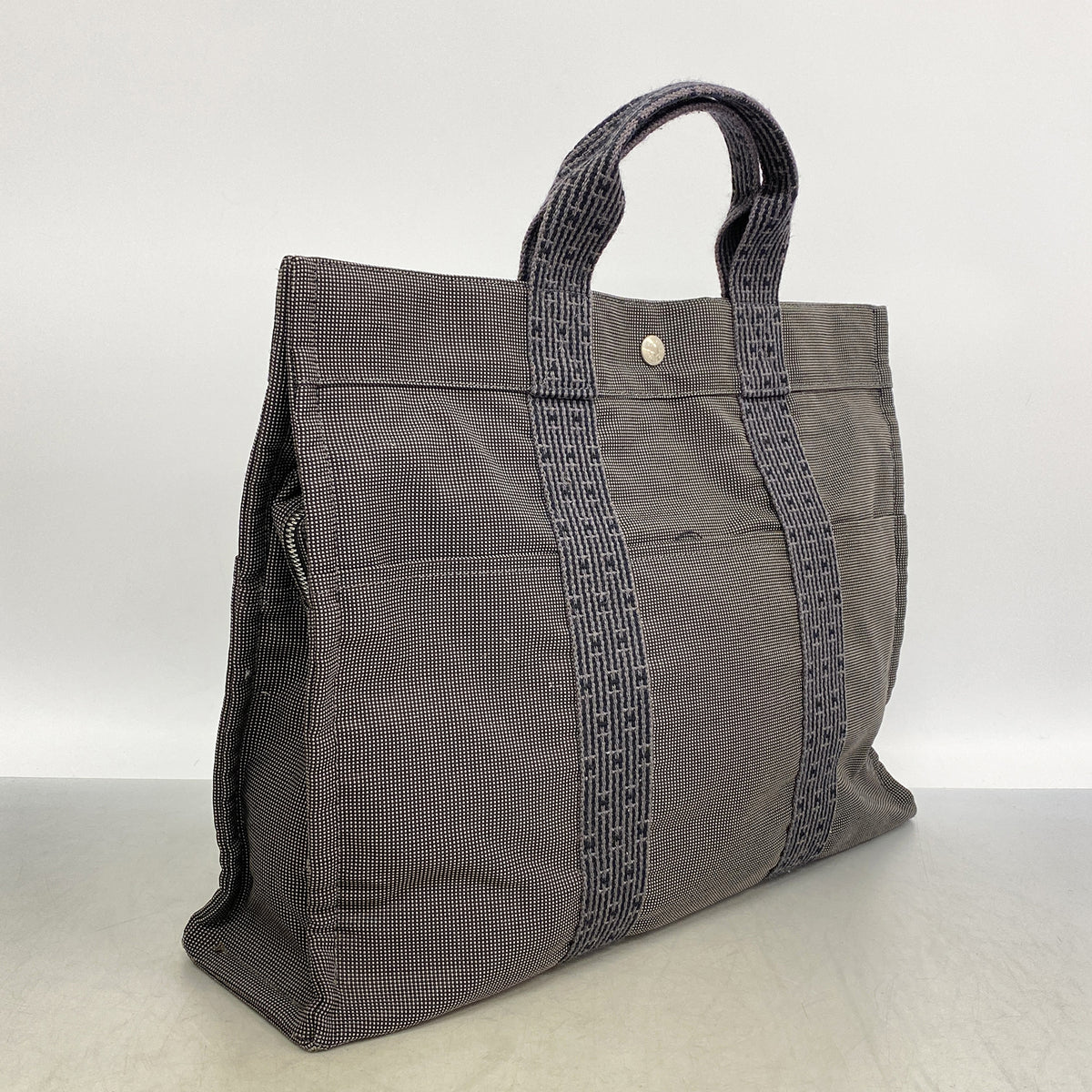 【6hf5894】エルメス トートバッグ エールラインMM ナイロン グレー シルバー金具【中古】レディース