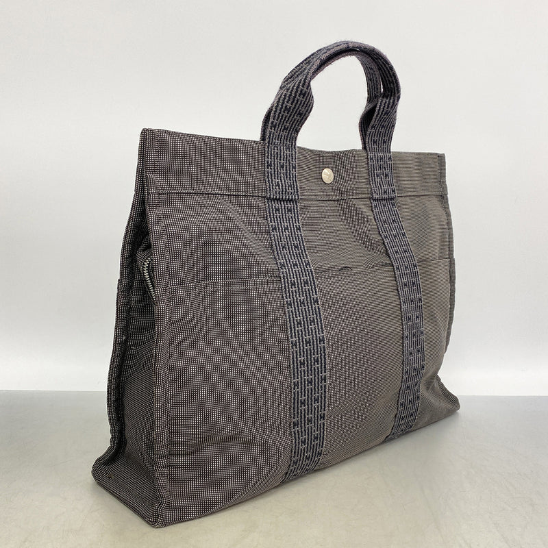 【6hf5894】エルメス トートバッグ エールラインMM ナイロン グレー シルバー金具【中古】レディース