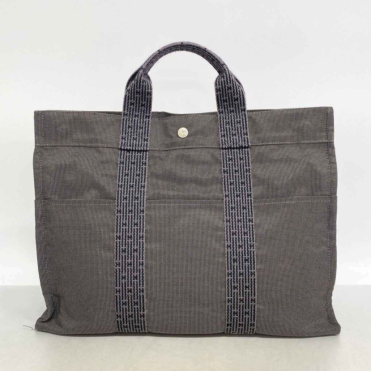 【6hf5894】エルメス トートバッグ エールラインMM ナイロン グレー シルバー金具【中古】レディース