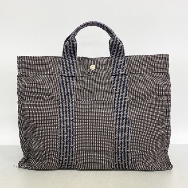 【6hf5894】エルメス トートバッグ エールラインMM ナイロン グレー シルバー金具【中古】レディース