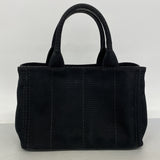 【6hf5909-k】プラダ ハンドバッグ カナパ キャンバス ブラック ゴールド金具 2wayバッグ【中古】レディース