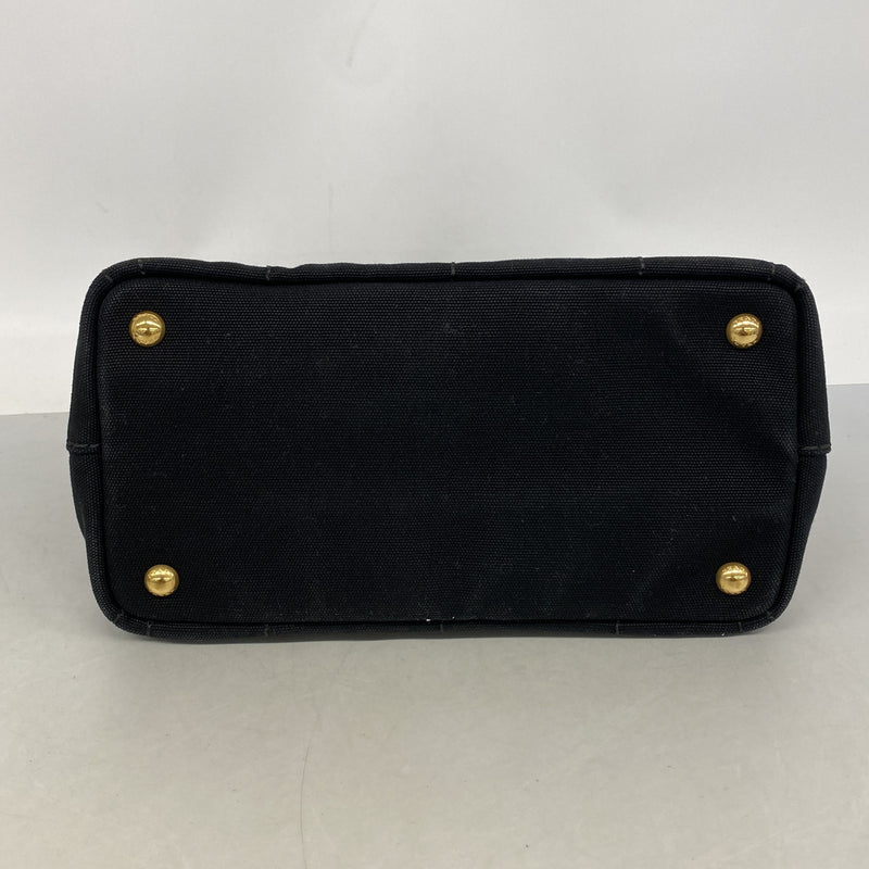 【6hf5909-k】プラダ ハンドバッグ カナパ キャンバス ブラック ゴールド金具 2wayバッグ【中古】レディース
