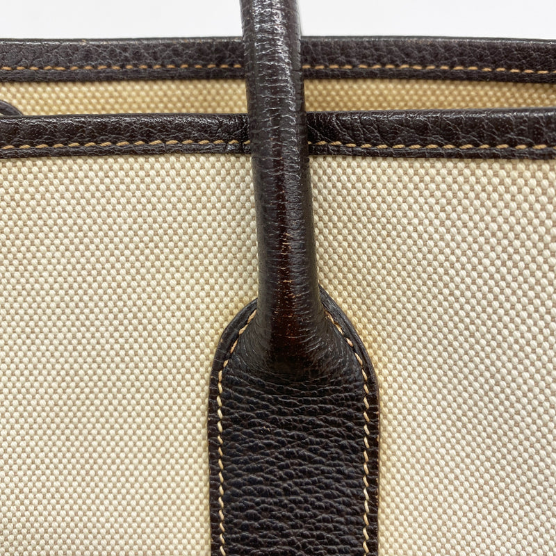 【6hf5916-h】エルメス トートバッグ ガーデンパーティPM トワルアッシュ ブラウン シルバー金具 □J刻印【中古】レディース