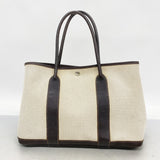 【6hf5916-h】エルメス トートバッグ ガーデンパーティPM トワルアッシュ ブラウン シルバー金具 □J刻印【中古】レディース