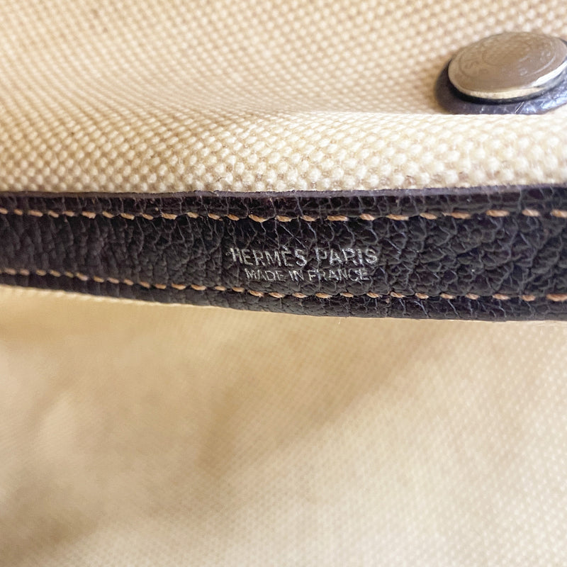 【6hf5916-h】エルメス トートバッグ ガーデンパーティPM トワルアッシュ ブラウン シルバー金具 □J刻印【中古】レディース