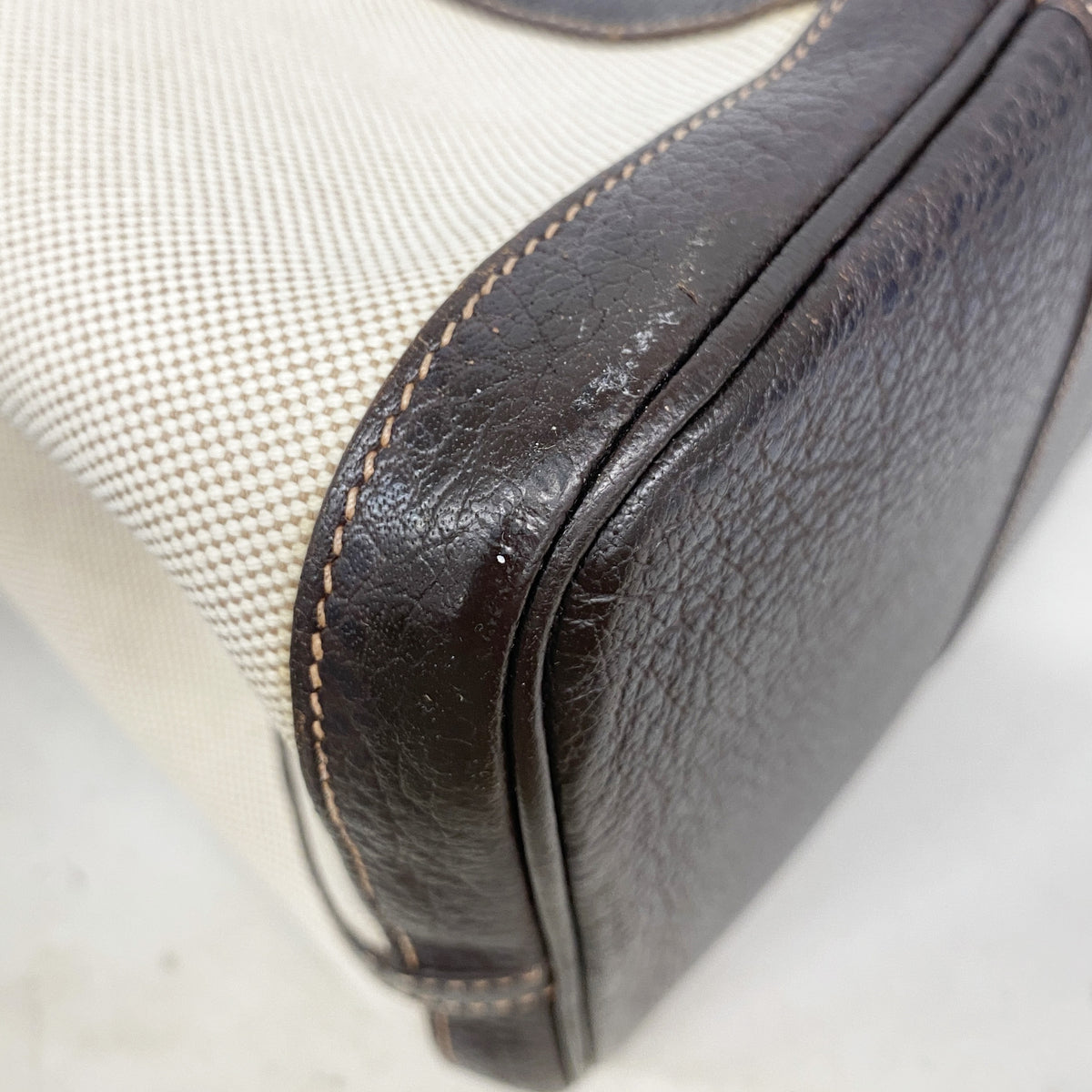 【6hf5916-h】エルメス トートバッグ ガーデンパーティPM トワルアッシュ ブラウン シルバー金具 □J刻印【中古】レディース