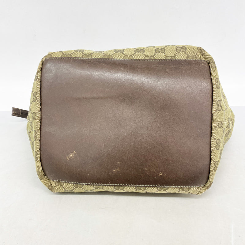 【6hf5917-h】グッチ トートバッグ GGキャンバス 131230 キャンバス グリーン ゴールド金具【中古】レディース