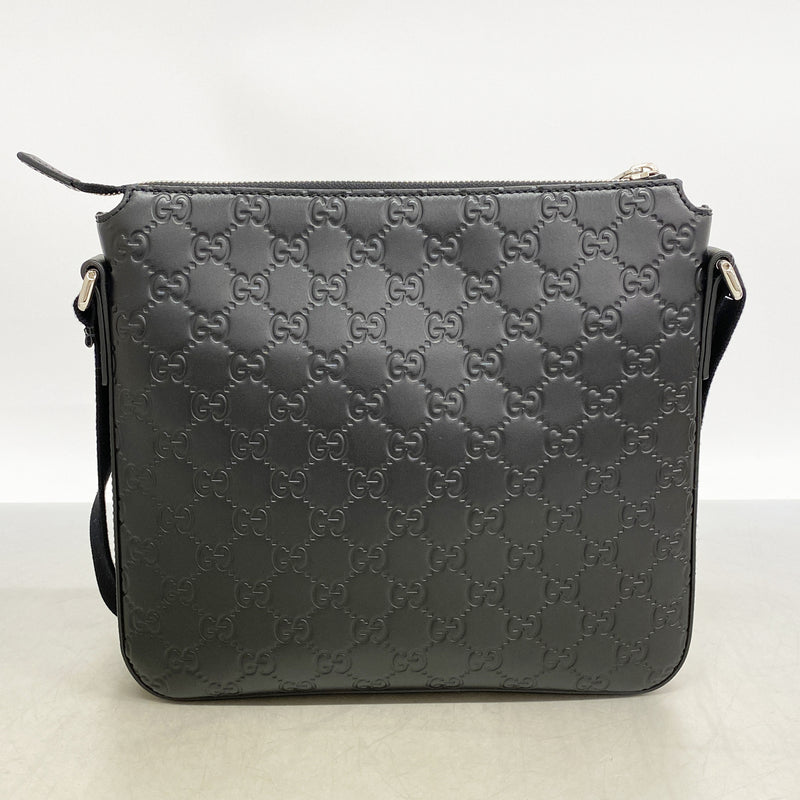 【6hf5923-k】グッチ ショルダーバッグ グッチシマ 406410 レザー ブラック シルバー金具【中古】メンズ