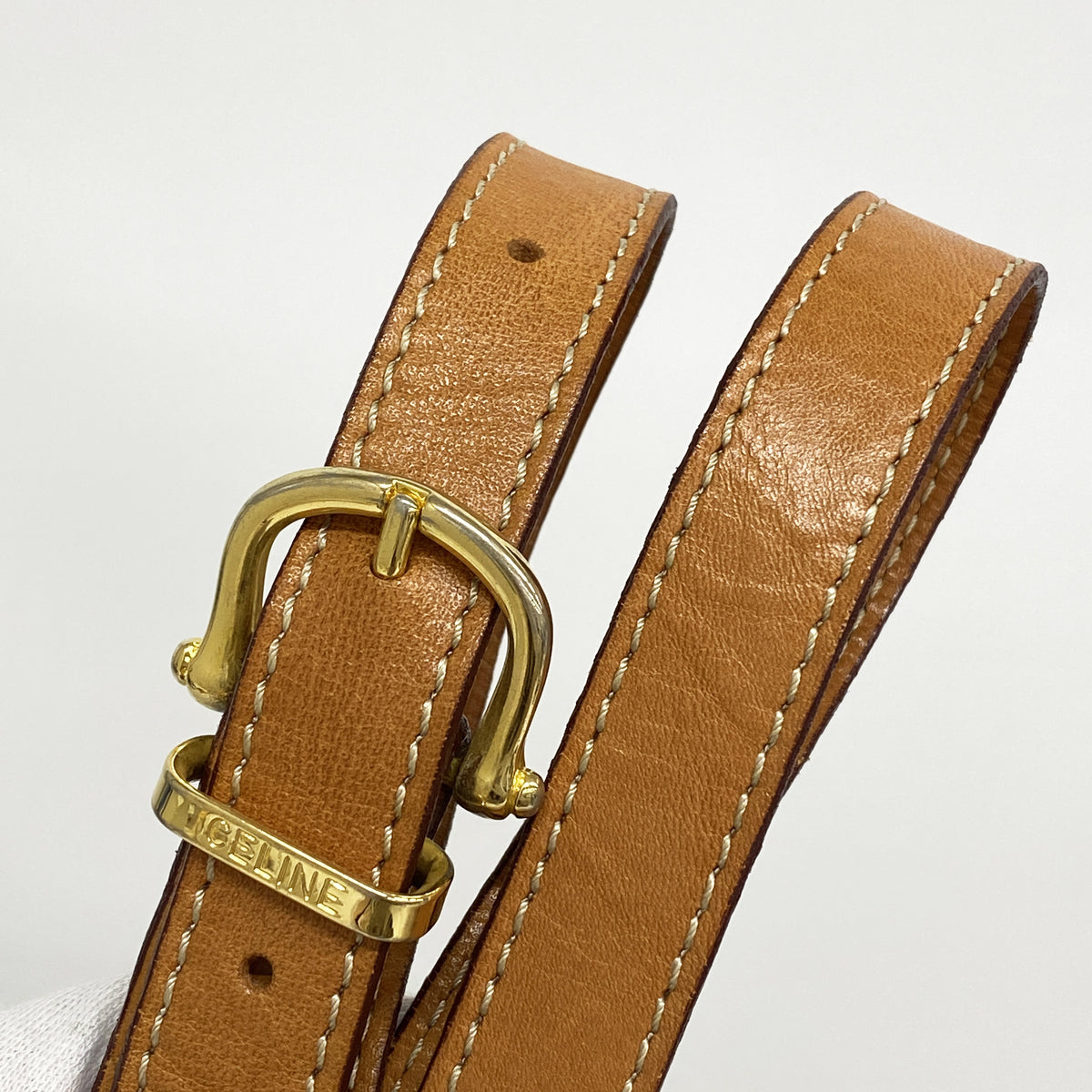 【6hf5924-k】セリーヌ ショルダーバッグ マカダム PVC ブラウン ベージュ ゴールド金具【中古】レディース