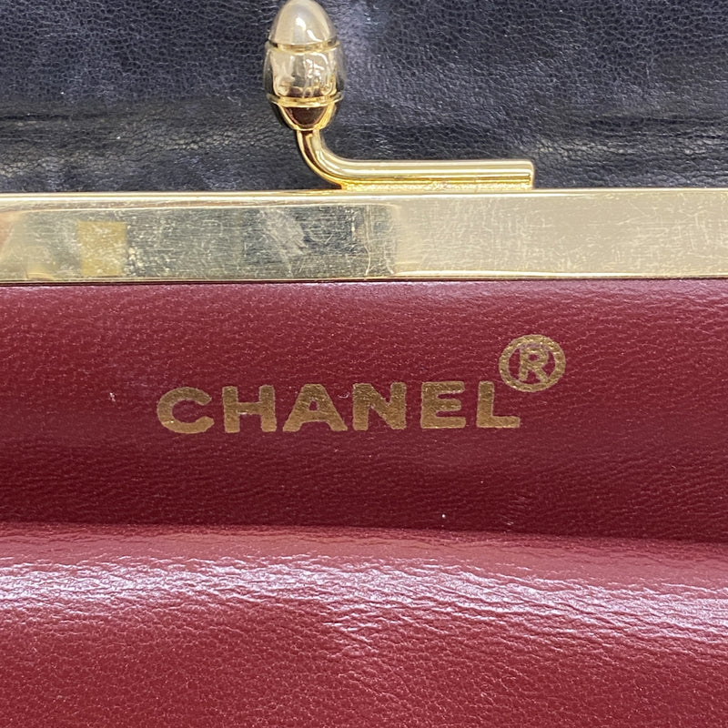 【6hf5927-k】シャネル ショルダーバッグ Vステッチ チェーンショルダー ラムスキン ブラック ゴールド金具【中古】レディース
