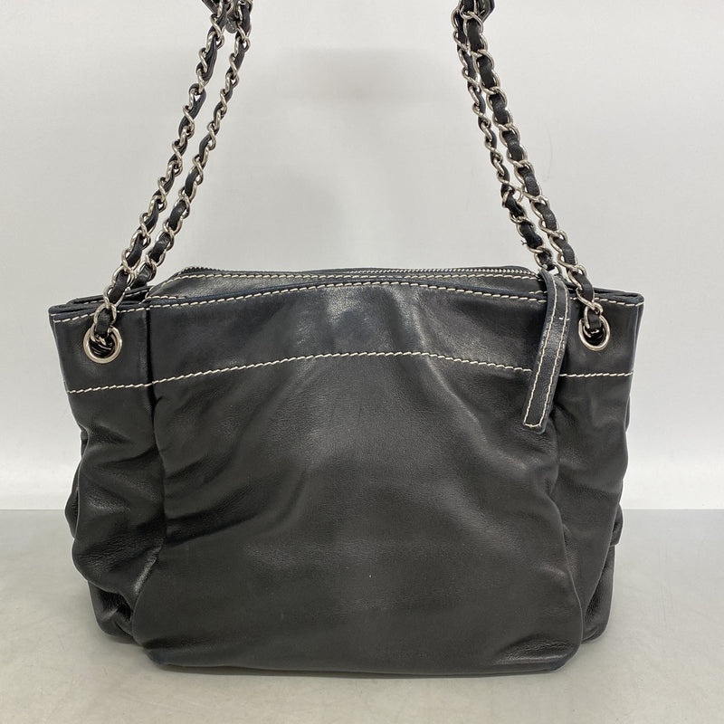 【6hf5929-k】シャネル ショルダーバッグ チェーンショルダー ラムスキン ブラック シルバー金具【中古】レディース