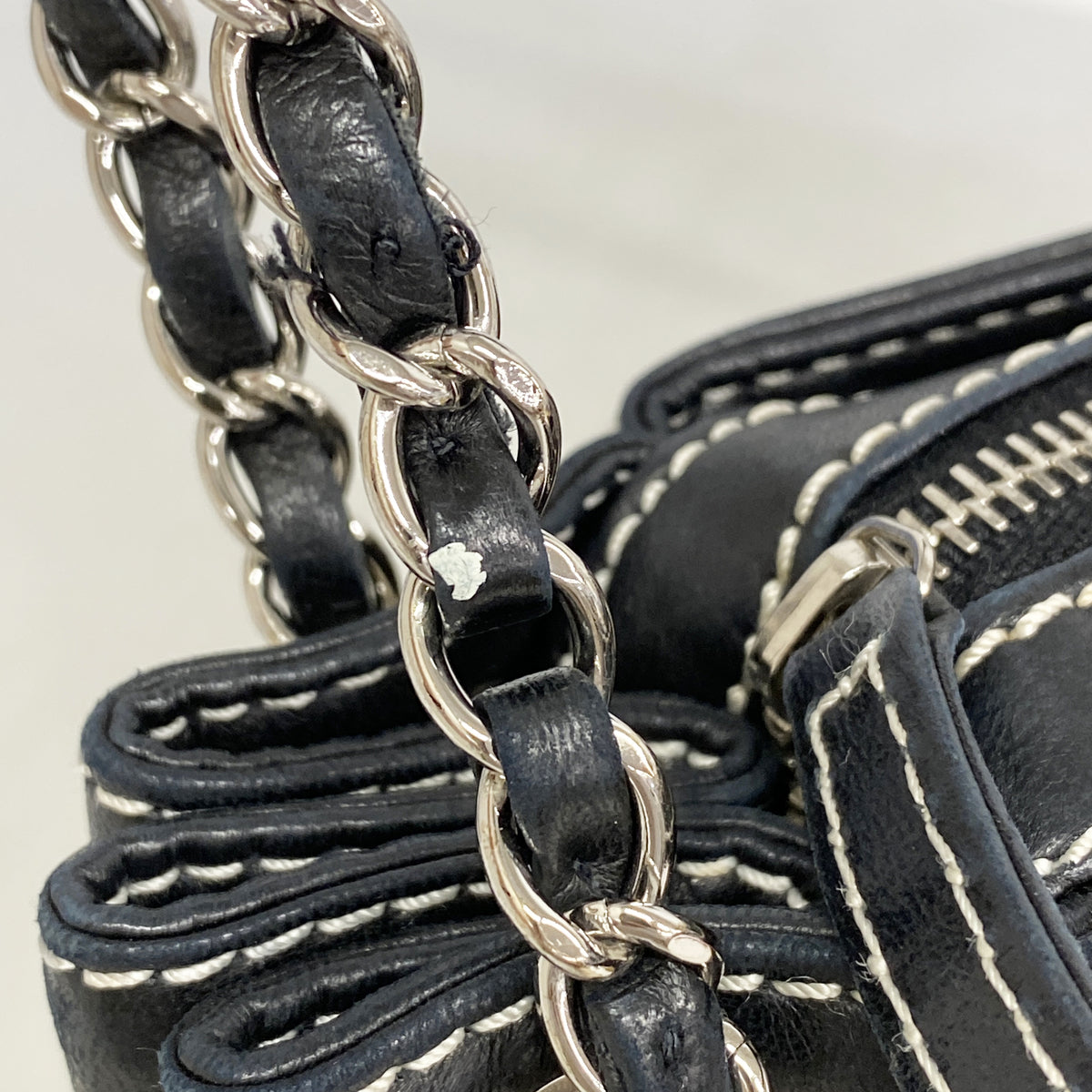 【6hf5929-k】シャネル ショルダーバッグ チェーンショルダー ラムスキン ブラック シルバー金具【中古】レディース