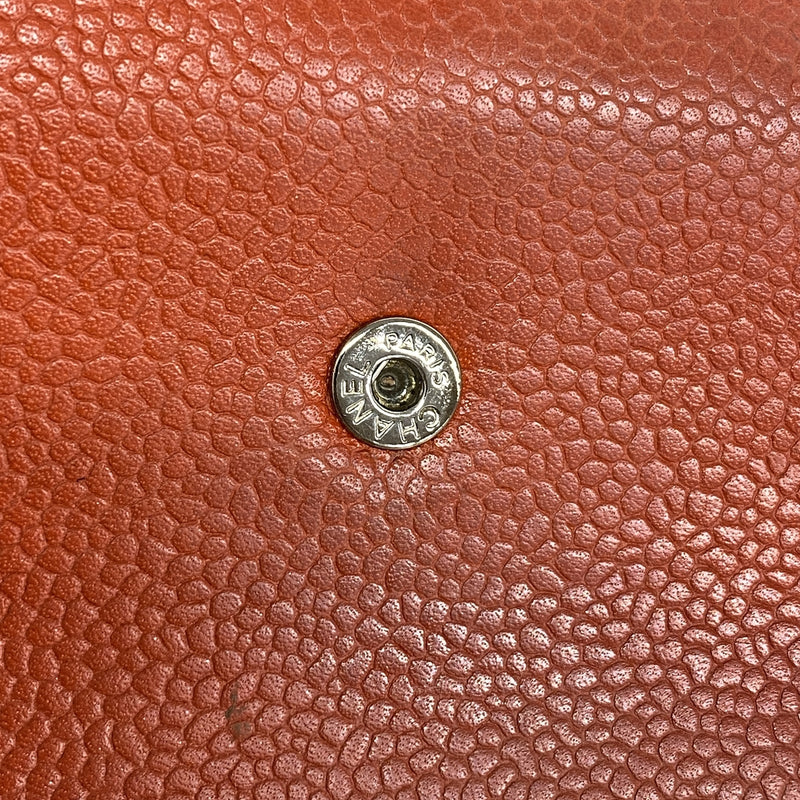 【6hf5930-k】シャネル 長財布 キャビアスキン レッド シルバー金具【中古】レディース