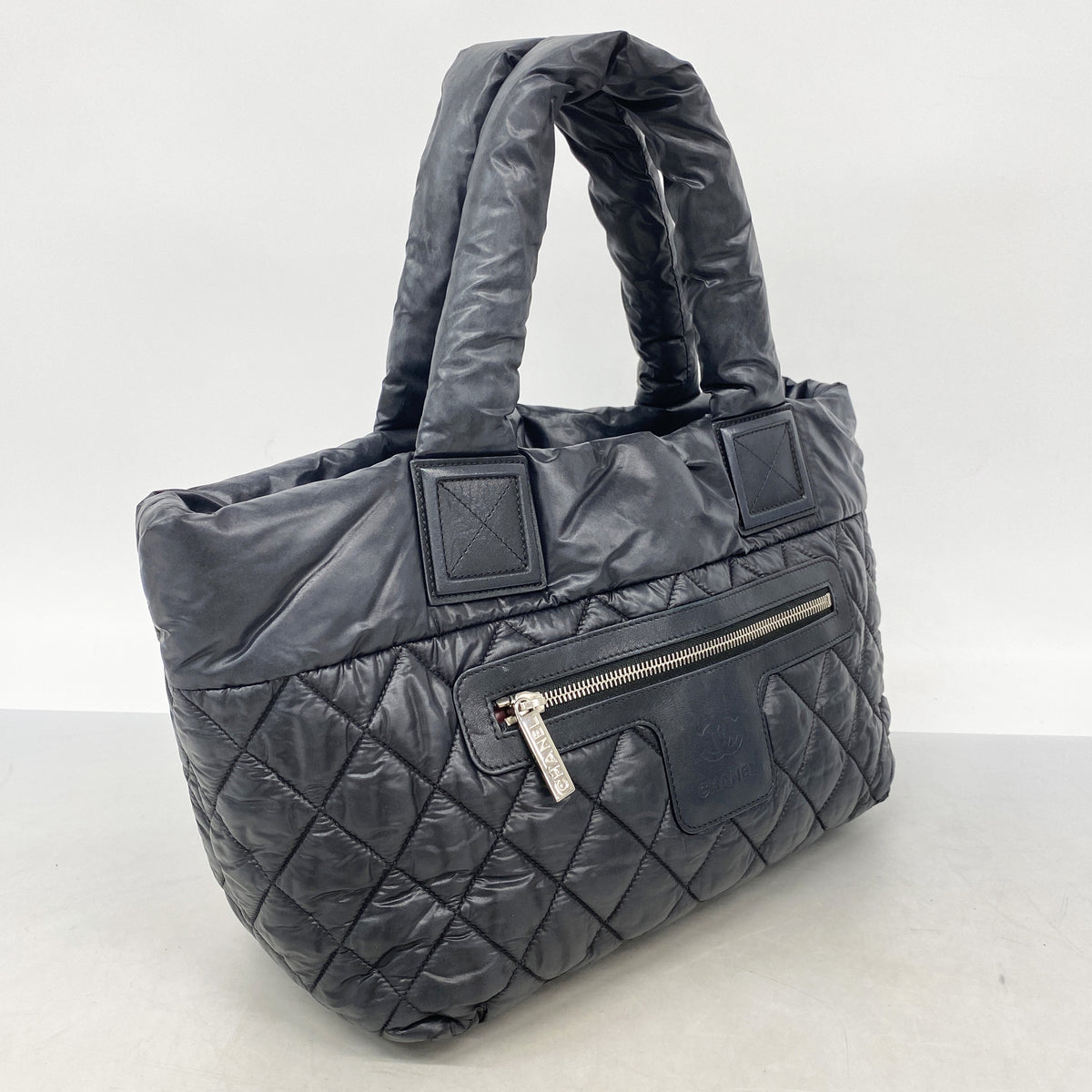 【6hf5936-h】シャネル トートバッグ コココクーン ナイロン ブラック シルバー金具【中古】レディース