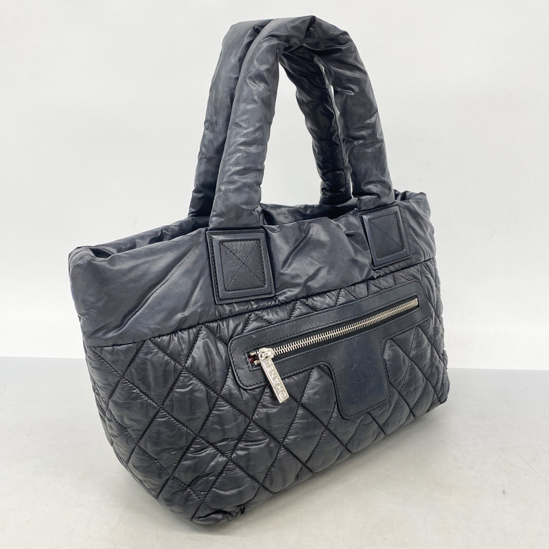 【6hf5936-h】シャネル トートバッグ コココクーン ナイロン ブラック シルバー金具【中古】レディース