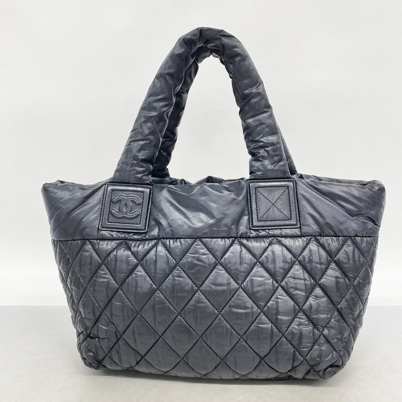 【6hf5936-h】シャネル トートバッグ コココクーン ナイロン ブラック シルバー金具【中古】レディース
