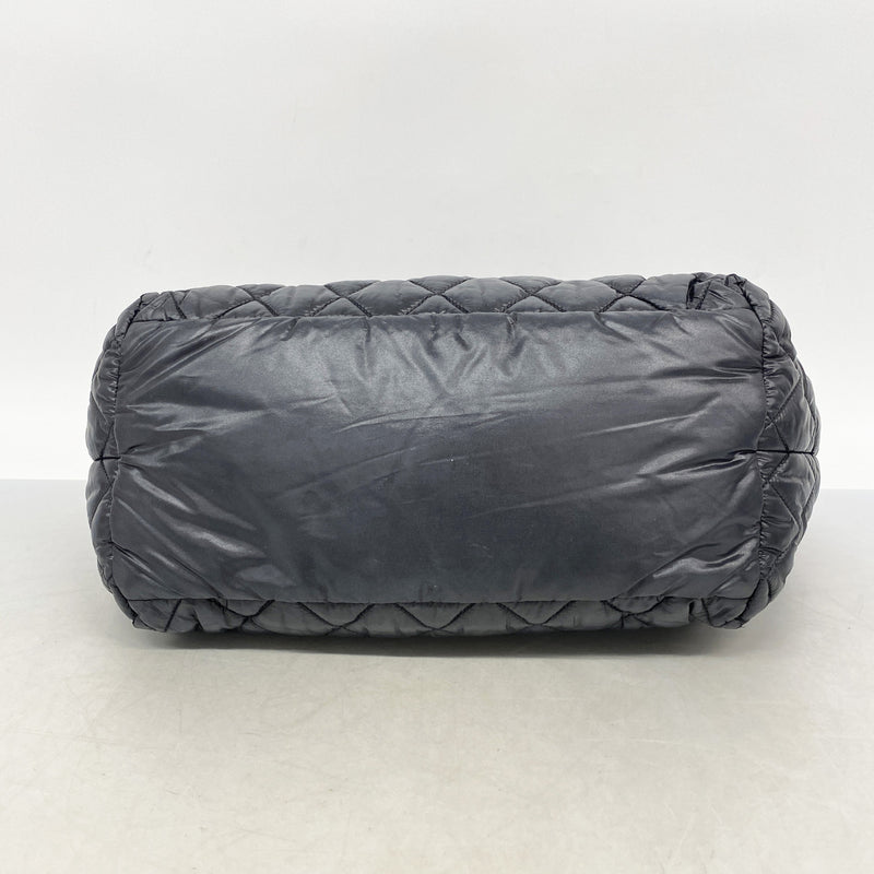 【6hf5936-h】シャネル トートバッグ コココクーン ナイロン ブラック シルバー金具【中古】レディース
