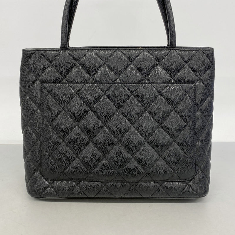 【6hf5937】シャネル トートバッグ 復刻トート キャビアスキン ブラック シルバー金具【中古】レディース