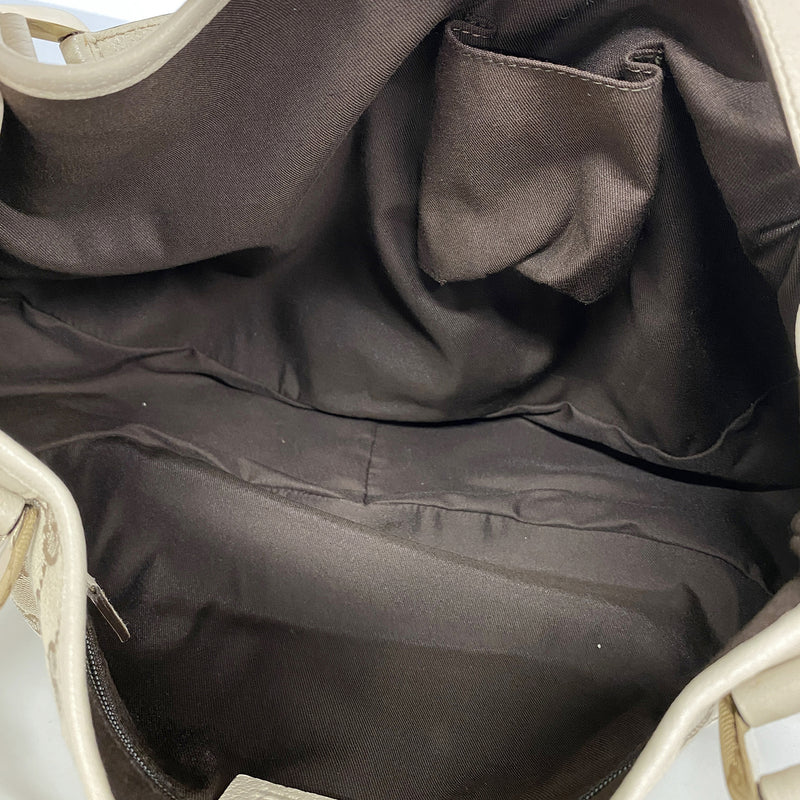 【6hf5958-k】グッチ トートバッグ GGキャンバス/アビー 130736 キャンバス ベージュ ブラウン シャンパンゴールド金具【中古】レディース