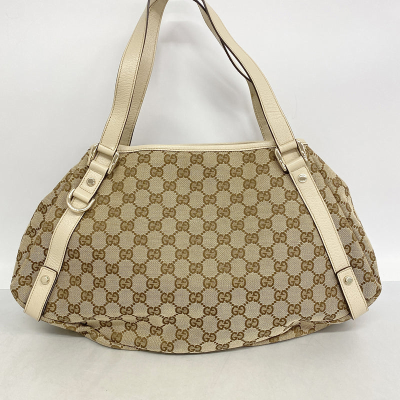 【6hf5958-k】グッチ トートバッグ GGキャンバス/アビー 130736 キャンバス ベージュ ブラウン シャンパンゴールド金具【中古】レディース
