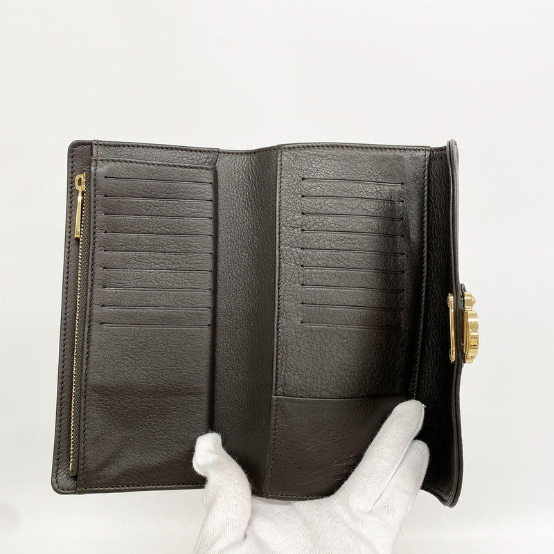 【6hf5965-k】ルイヴィトン 三つ折り長財布 マヒナ ポルトフォイユ アメリア M95968 ショコラ【中古】レディース