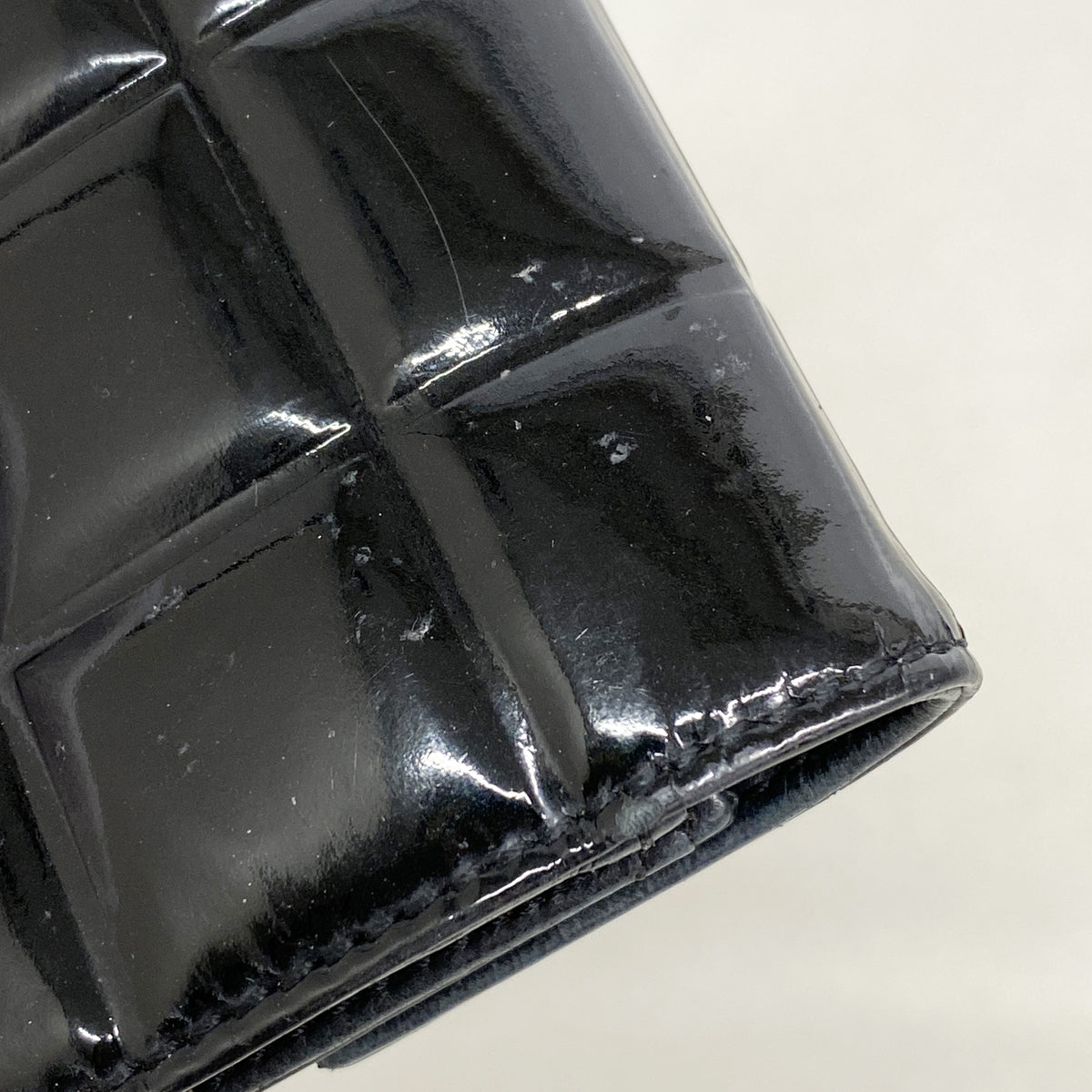 【6hf5966-k】シャネル コインケース チョコバー パテントレザー ブラック シルバー金具【中古】レディース