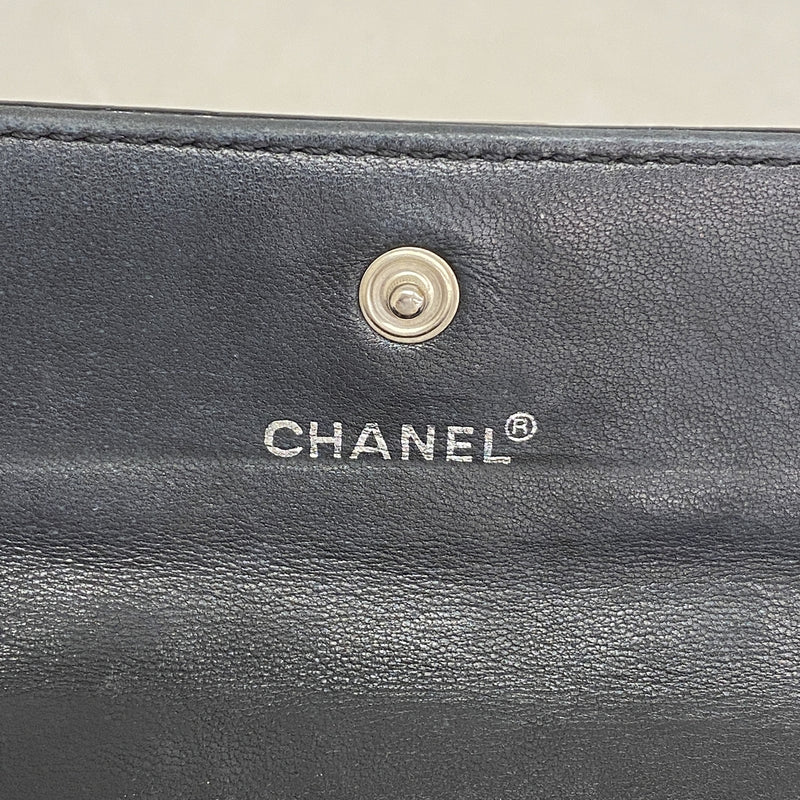 【6hf5966-k】シャネル コインケース チョコバー パテントレザー ブラック シルバー金具【中古】レディース
