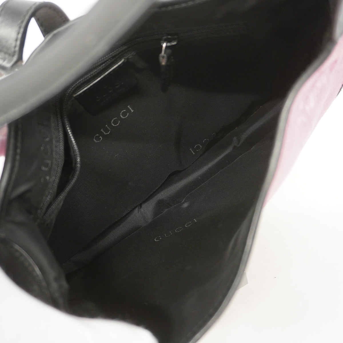 【6hf5967】グッチ ハンドバッグ ジャッキー 001 3735 ベロア ピンク ブラック シルバー金具【中古】レディース
