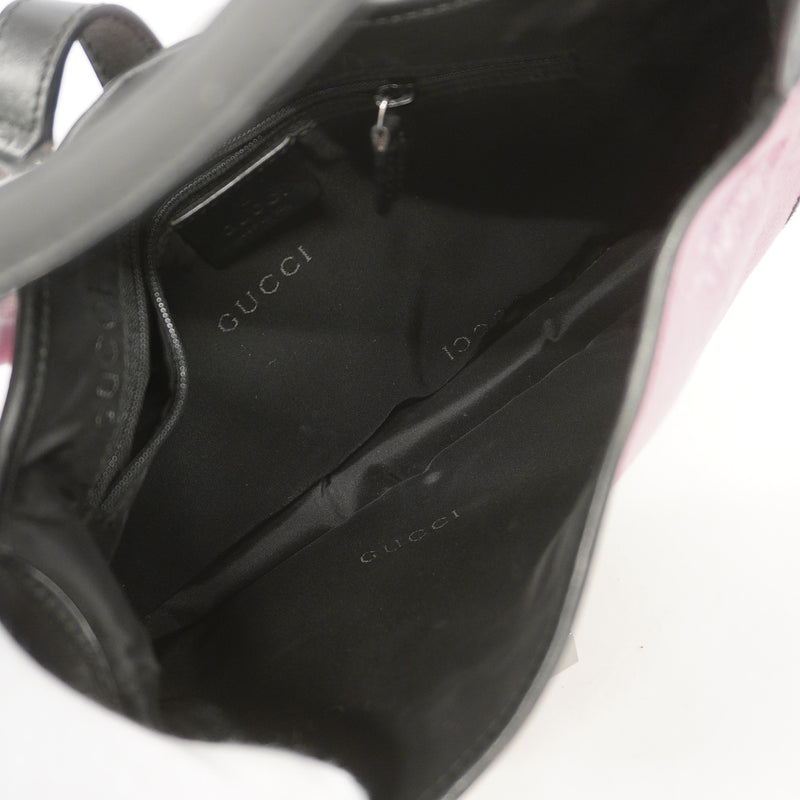 【6hf5967】グッチ ハンドバッグ ジャッキー 001 3735 ベロア ピンク ブラック シルバー金具【中古】レディース