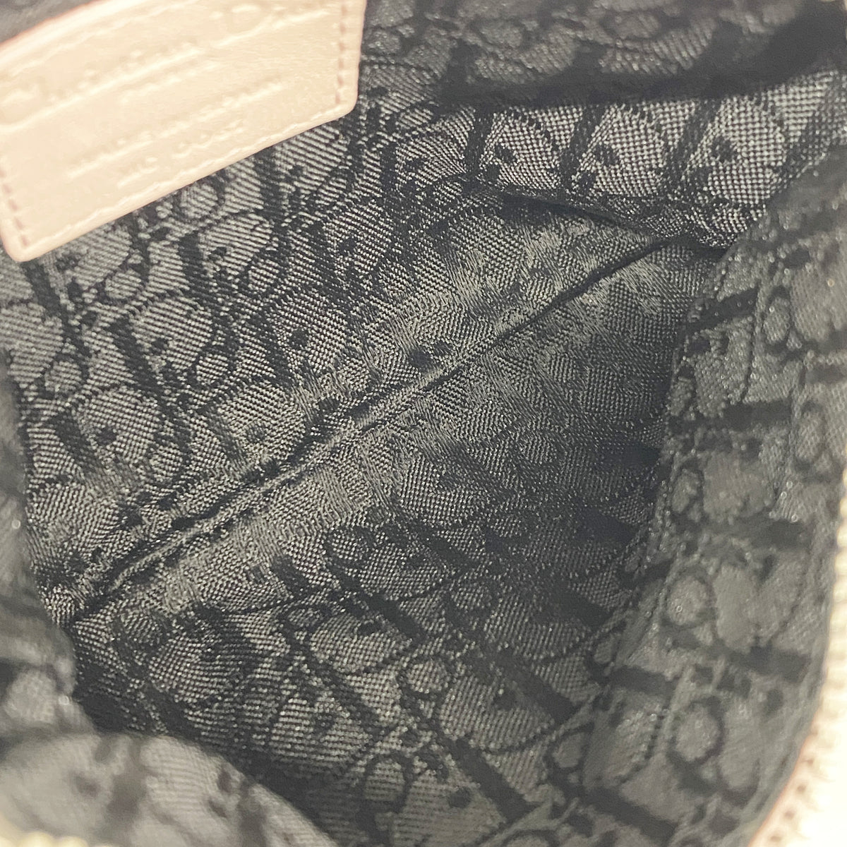 【6hf5986】クリスチャンディオール ポーチ カナージュ レザー ピンク シルバー金具【中古】レディース