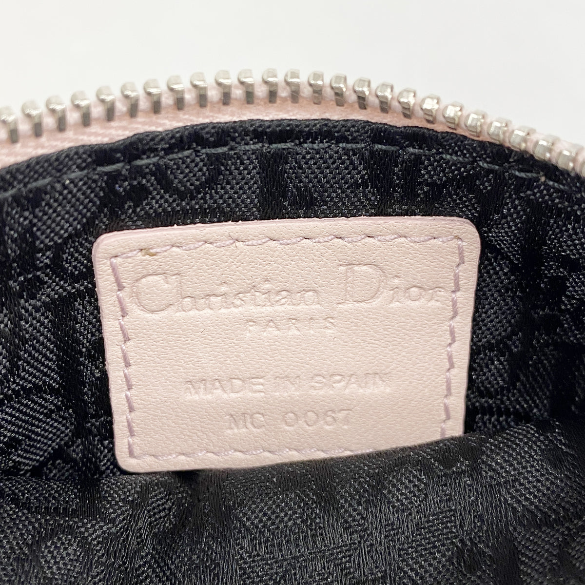 【6hf5986】クリスチャンディオール ポーチ カナージュ レザー ピンク シルバー金具【中古】レディース