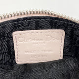 【6hf5986】クリスチャンディオール ポーチ カナージュ レザー ピンク シルバー金具【中古】レディース