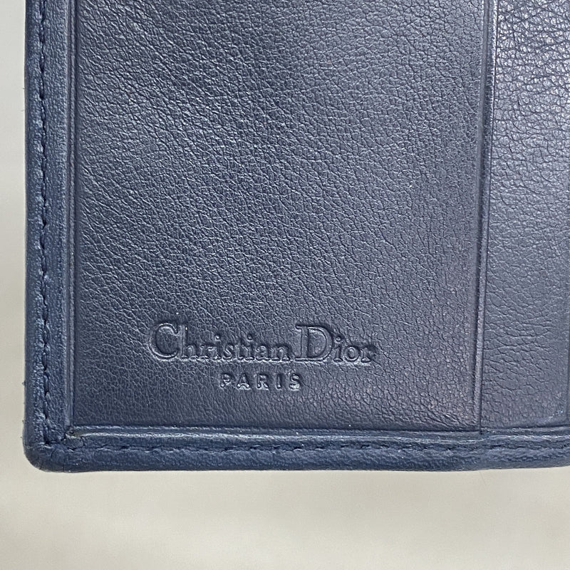 【6hf6005】クリスチャンディオール 財布 トロッター キャンバス ネイビー シルバー金具【中古】レディース