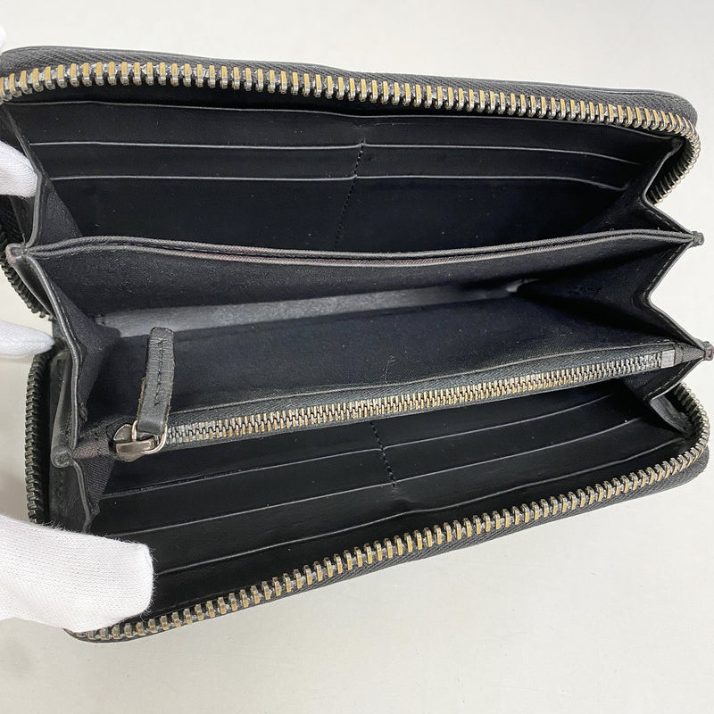【6hf6006】フェンディ 長財布 ズッカ レザー ブラック シルバー金具【中古】メンズ