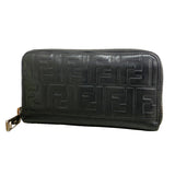 【6hf6006】フェンディ 長財布 ズッカ レザー ブラック シルバー金具【中古】メンズ