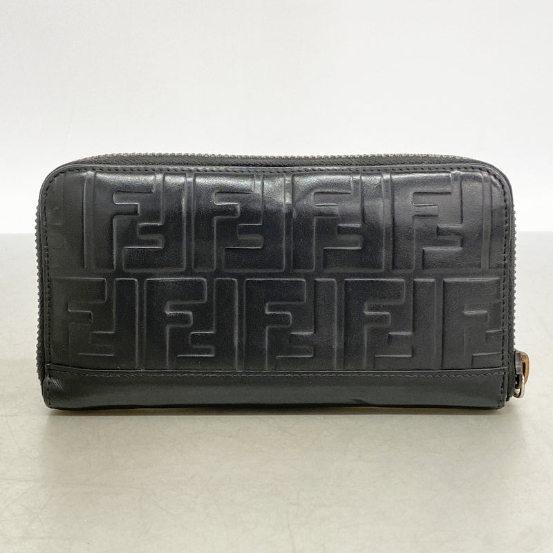 【6hf6006】フェンディ 長財布 ズッカ レザー ブラック シルバー金具【中古】メンズ
