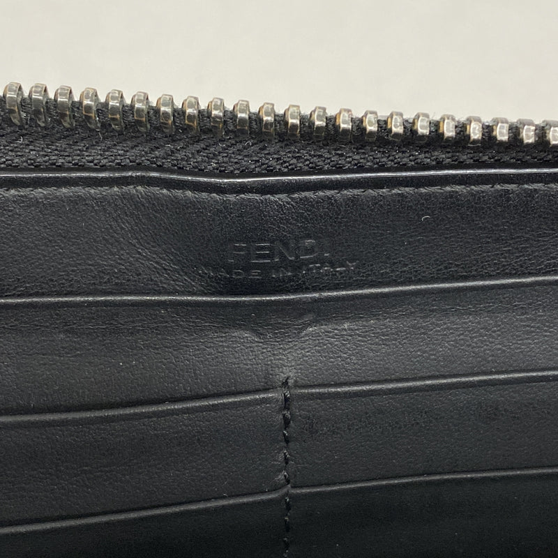 【6hf6006】フェンディ 長財布 ズッカ レザー ブラック シルバー金具【中古】メンズ