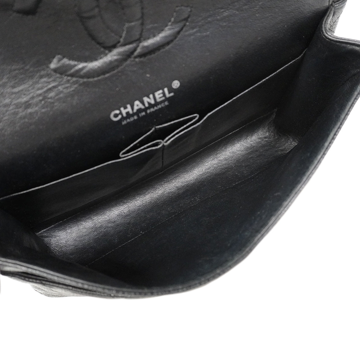 【6hf6010】シャネル ショルダーバッグ マトラッセ Wフラップ Wチェーン キャビアスキン ブラック シルバー金具【中古】レディース