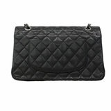 【6hf6010】シャネル ショルダーバッグ マトラッセ Wフラップ Wチェーン キャビアスキン ブラック シルバー金具【中古】レディース