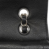 【6hf6010】シャネル ショルダーバッグ マトラッセ Wフラップ Wチェーン キャビアスキン ブラック シルバー金具【中古】レディース