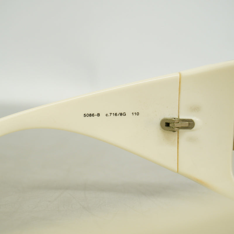 【6hf6031】シャネル サングラス 5086-B プラスチック ホワイト シルバー金具【中古】メンズ レディース ユニセックス