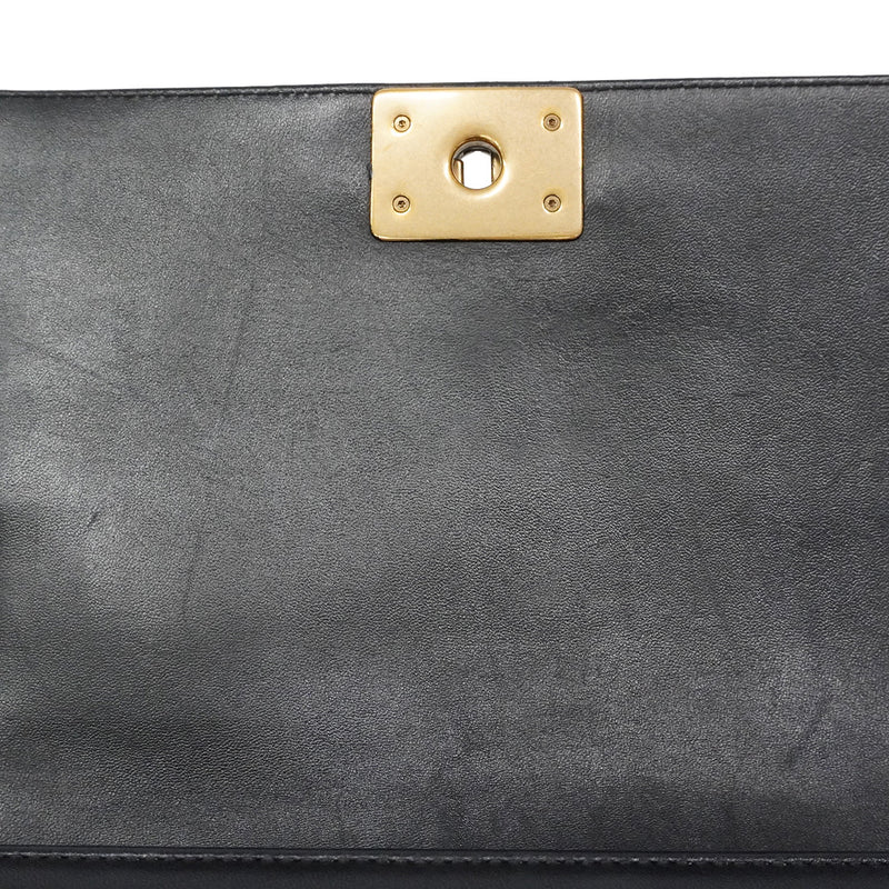 【6hf6032】シャネル ショルダーバッグ ボーイシャネル チェーンショルダー ラムスキン ブラック ゴールド金具【中古】レディース