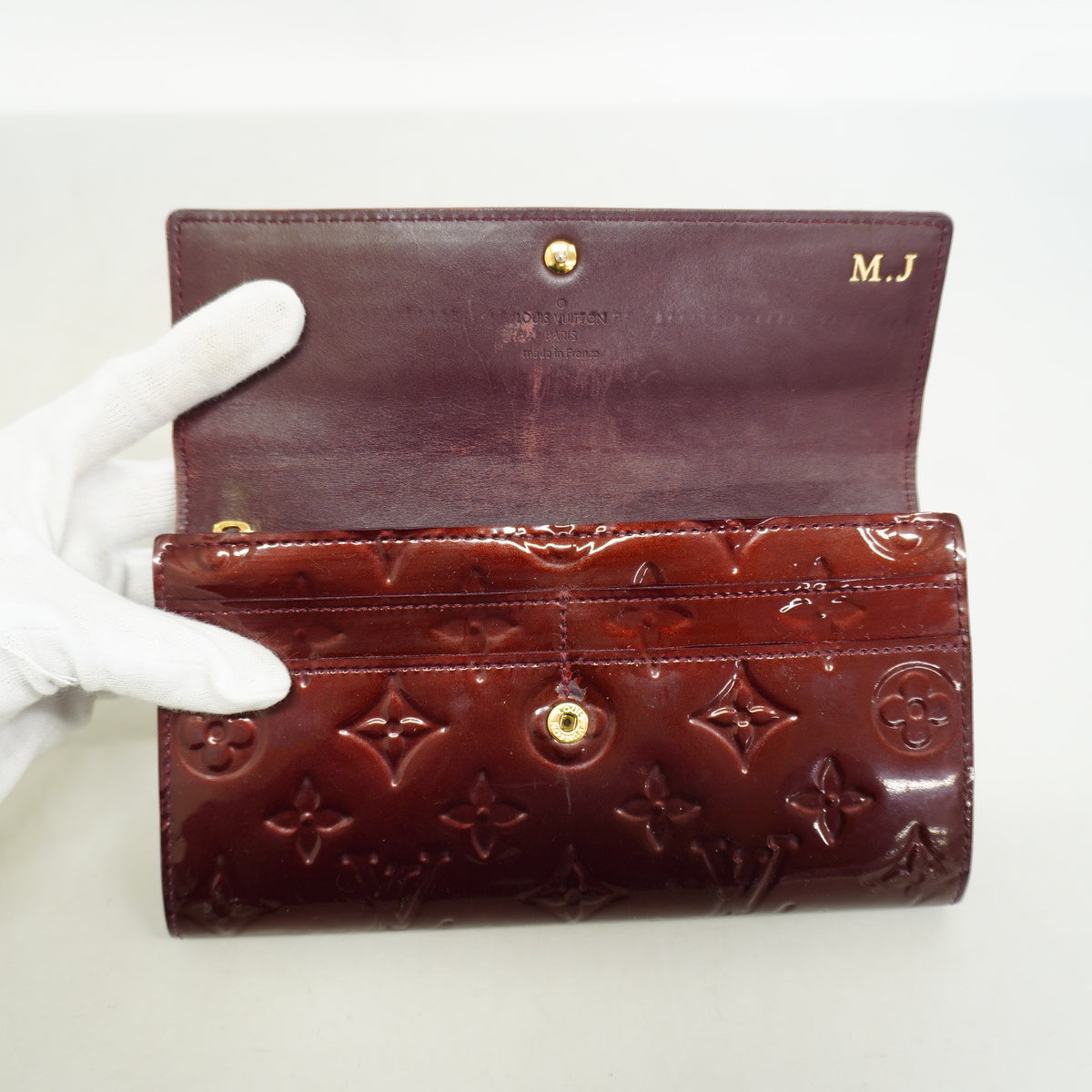 【6hf6041】ルイヴィトン 長財布 ヴェルニ ポルトフォイユサラ M91521 ルージュフォーヴィスト【中古】レディース