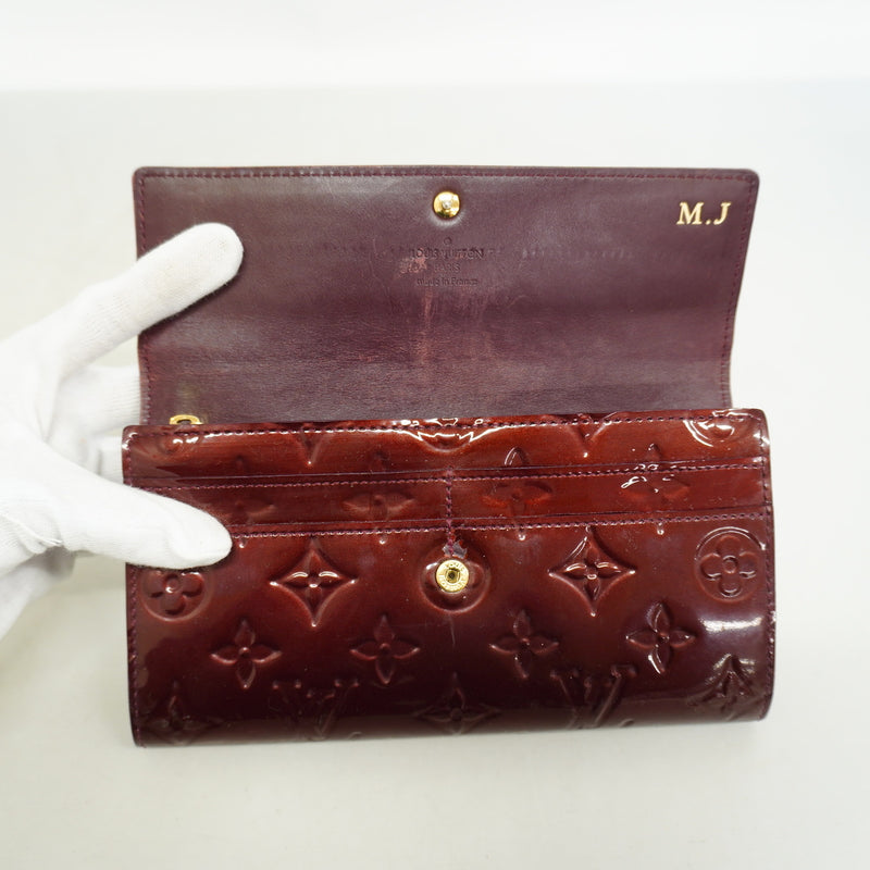 【6hf6041】ルイヴィトン 長財布 ヴェルニ ポルトフォイユサラ M91521 ルージュフォーヴィスト【中古】レディース