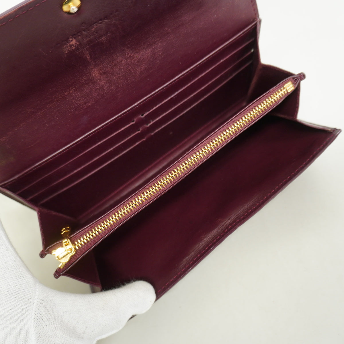 【6hf6041】ルイヴィトン 長財布 ヴェルニ ポルトフォイユサラ M91521 ルージュフォーヴィスト【中古】レディース