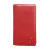 【6hf6043】シャネル 長財布 カメリア レザー レッド シルバー金具【中古】レディース