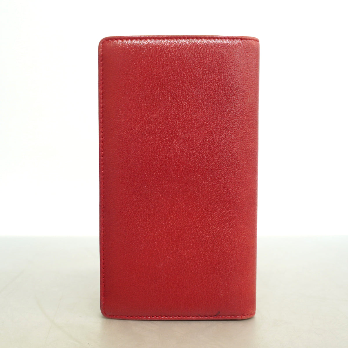 【6hf6043】シャネル 長財布 カメリア レザー レッド シルバー金具【中古】レディース